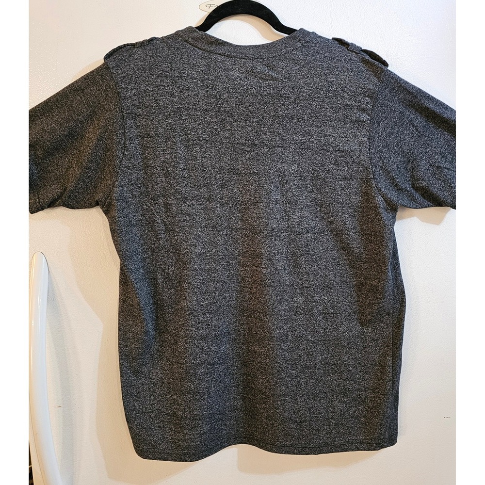 Lions Crest English Laundry‎ Mens Gray V-Neck T-Shirt Epaulettes TT9IX99LC L - Picture 2 of 7